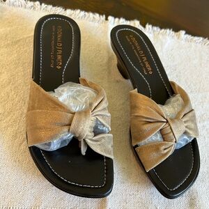 Donald J. Pliner Tan Knot Slide Mules with Low Heel